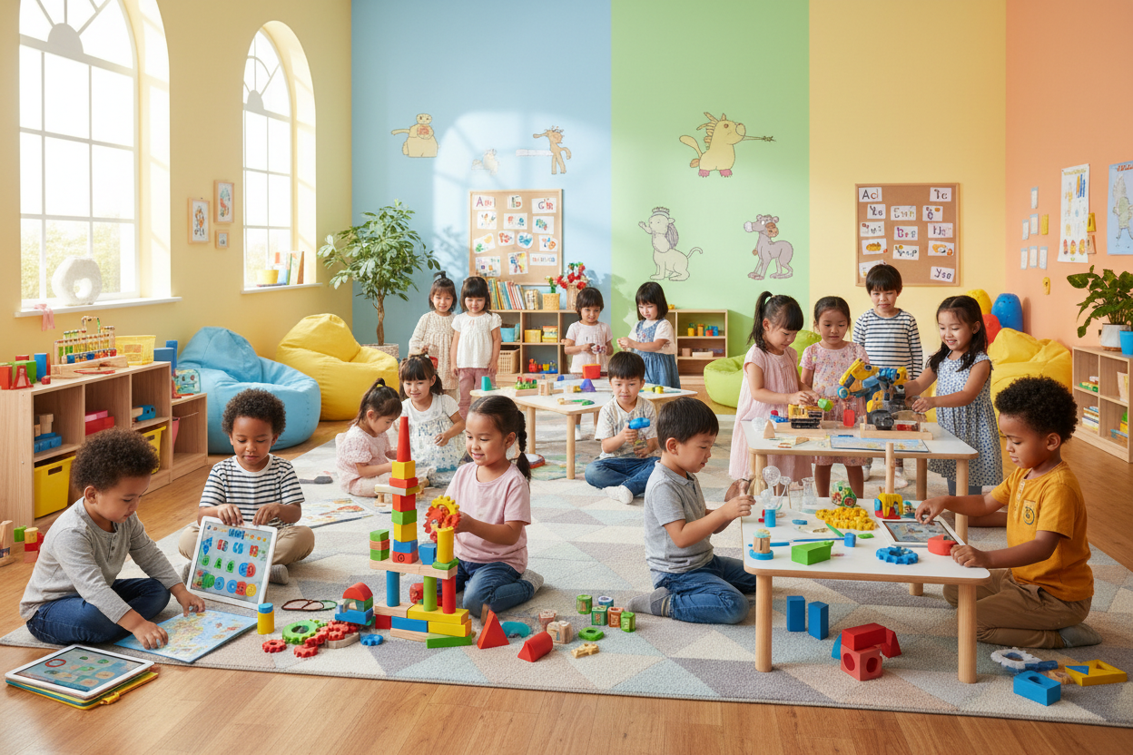 kids playing with educational toys 